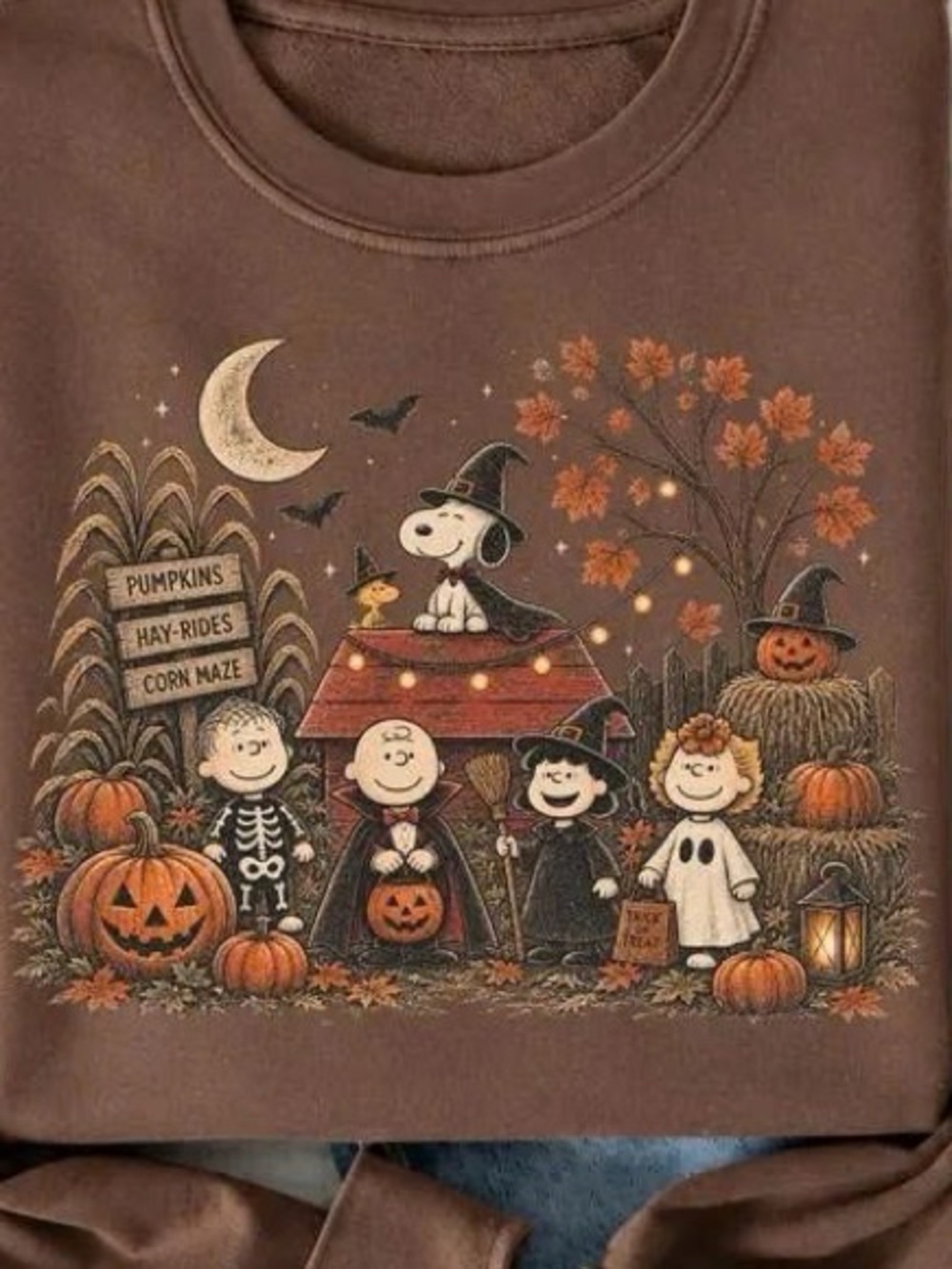 Brown Halloween Snoopy Graphic Sweatshirt - Womens - Picture 2 of 3